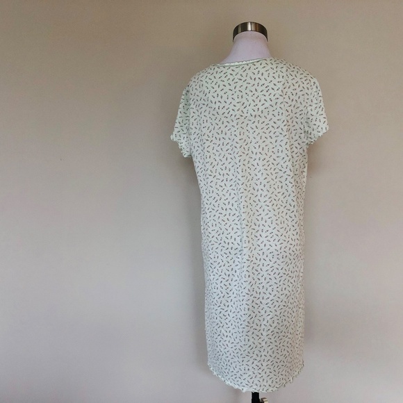 Green Turquoise Floral Pullover Nightgown Large SECRET TREASURES Short Sleeves - Picture 6 of 10
